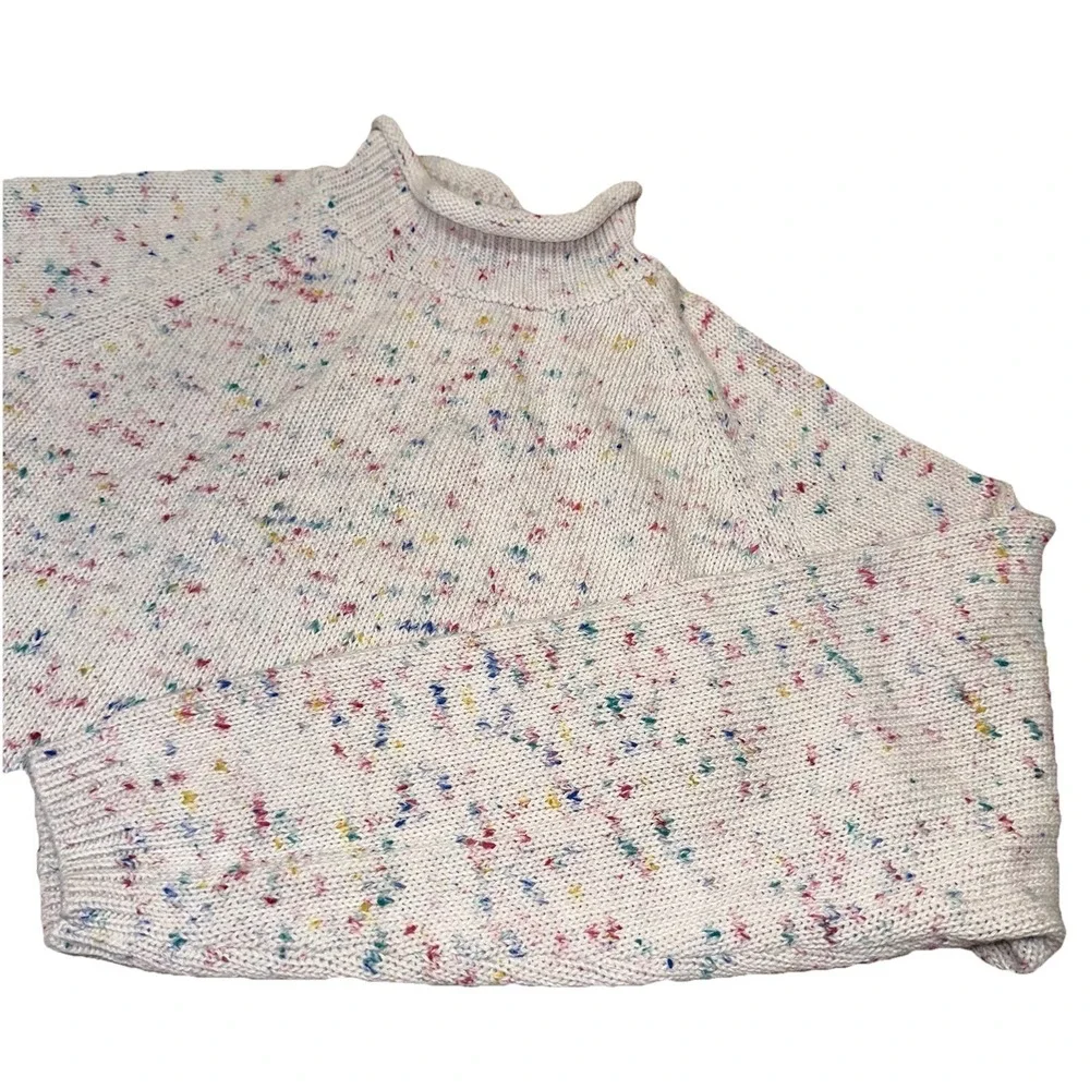 Vintage 80's Stephano International White Speckled Sweater Rolled Neck Women's L - Picture 1 of 8